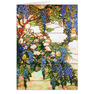 Cartão da arte da flor das glicínias do vitral d