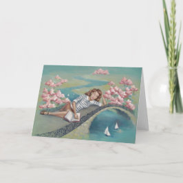 Cartão da arte da menina do amante de livro