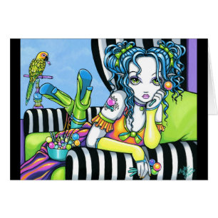 Cartão da arte de Fae do papagaio do arco-íris dos