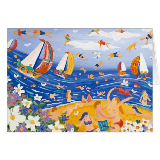 Cartão da arte: Deleites Beachy. Sunbathers e (Frente Horizontal)