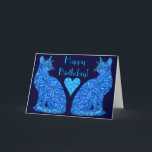 Cartão Da arte elétrica do gato do abstrato do azul de Z<br><div class="desc">Cartão de assento abstrato do cartão de nota do feliz aniversario da arte do gato do azul. Clique a PERSONALIZAÇÃO ESTE botão para mudar a cor do fundo e/ou para personalizar isto adicionando seu nome, iniciais ou uma mensagem bonito. Como todo o amante do gato sabe, é bom ser possuído...</div>