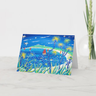 Cartão da arte: Palmas e Agapanthus Wiggly, Tresco