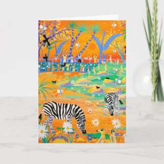 Cartão da arte: Por do sol Stripy do safari no