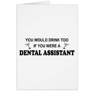 Cartão Da bebida assistente dental demasiado -