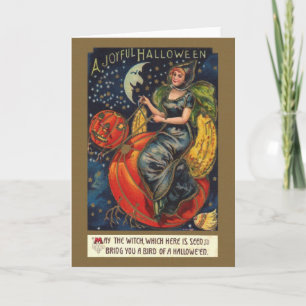 Cartão da bruxa do Dia das Bruxas do Victorian