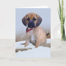 Cartão da cena da neve de Puggle