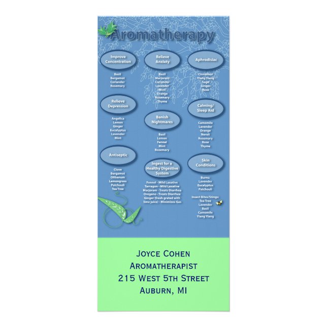 Cartão da cremalheira da aromaterapia (Frente)