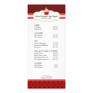 Cartão da cremalheira da padaria do cupcake da