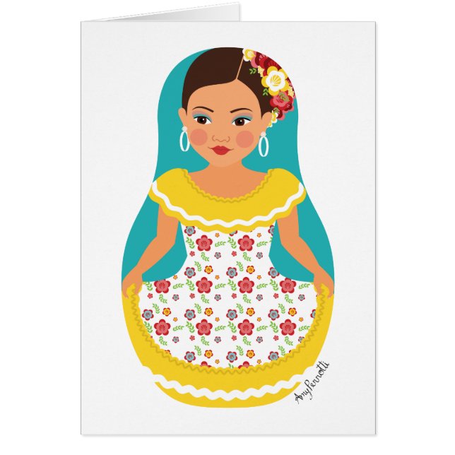 Cartão da Dançarina Venezuelana Matryoshka (Frente)