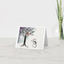 Cartão da época natalícia do boneco de neve,