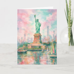 Cartão da Estátua da Liberdade de NYC - Pastel Wat