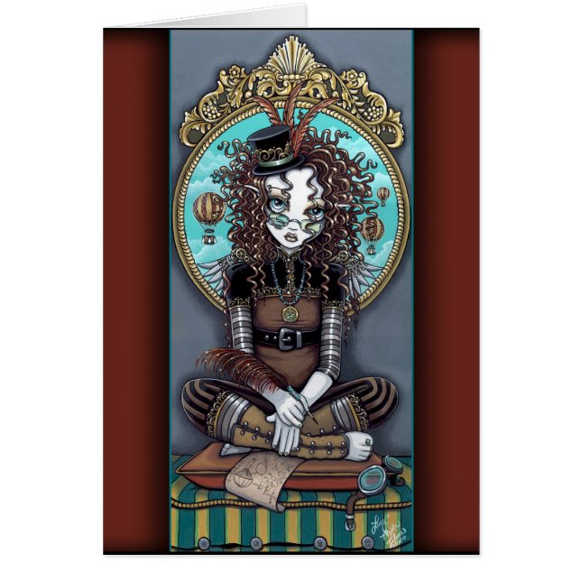 Cartão da fada de Steampunk do Victorian de "Lucy" (Frente)