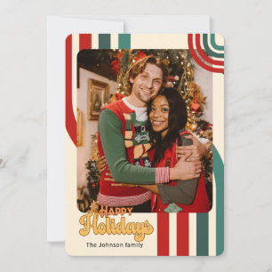 Cartão da família de amigos de Natal de Retro Holi