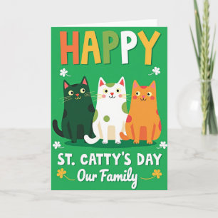 Cartão da Família de Gatos com Bolinhas
