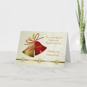 Cartão da família de Natal com sinos e flocos de n