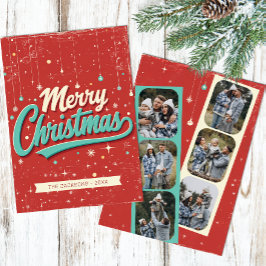 Cartão da família de Natal Merry Fotográfico 6