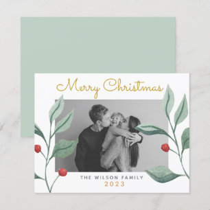 Cartão da Família Greenery & Berry para Watercolor