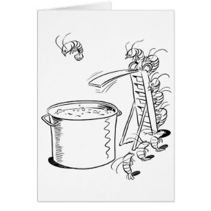 Cartão da fervura do camarão