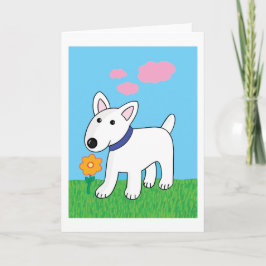 Cartão da flor de w do cão de bull terrier dos