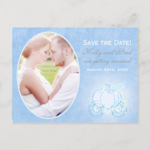 Cartão da foto da data do casamento da carruagem