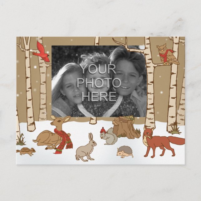 Cartão da foto do Natal da floresta (Frente)