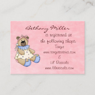Cartão da lista de presentes do urso do bebê