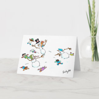 Cartão da luta do feriado do boneco de neve