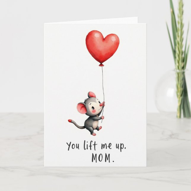 Cartão da Mãe Amor Voador Aquarela (Frente)