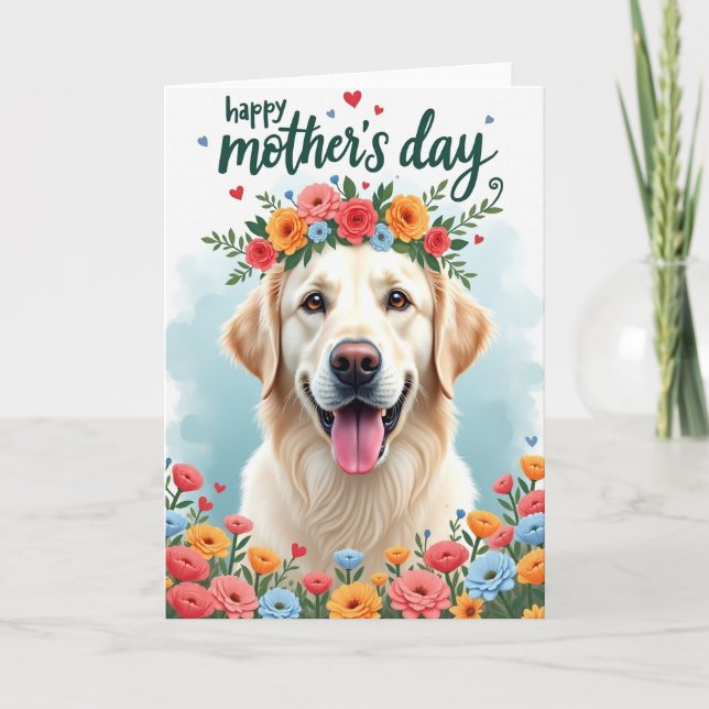 Cartão da Mãe Cachorro Dourado Falso Folheado (Frente)