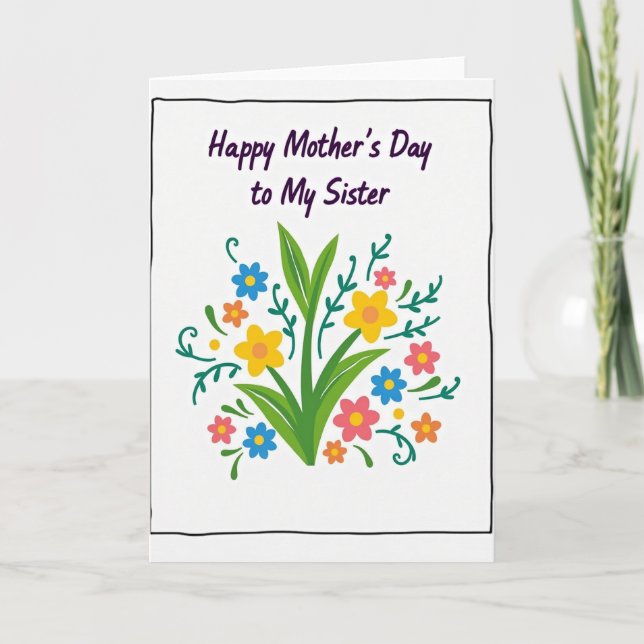 Cartão da Mãe com Ilustração Floral (Frente)