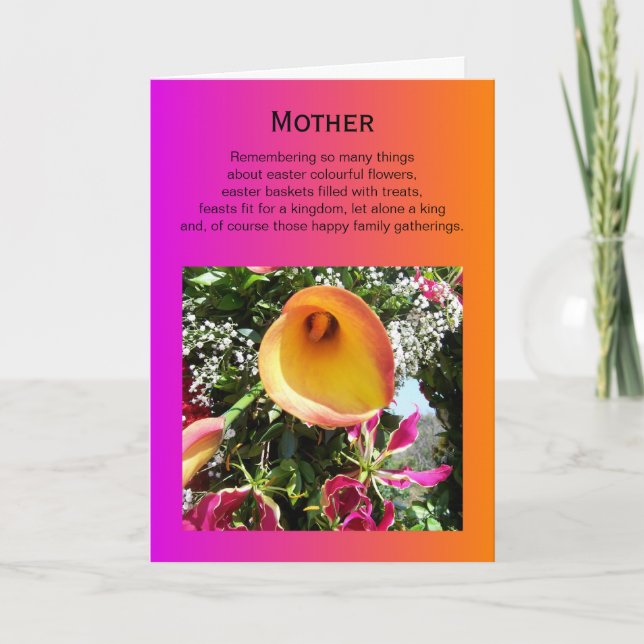 Cartão da mãe do felz pascoa - Lilly alaranjado (Frente)