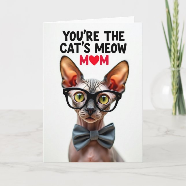 Cartão da Mamãe Gata Sphynx Texturizada (Frente)