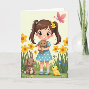 Cartão da Menina Alegre da Doce Primavera