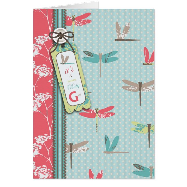 Cartão da menina de sonhos da libélula (Frente)