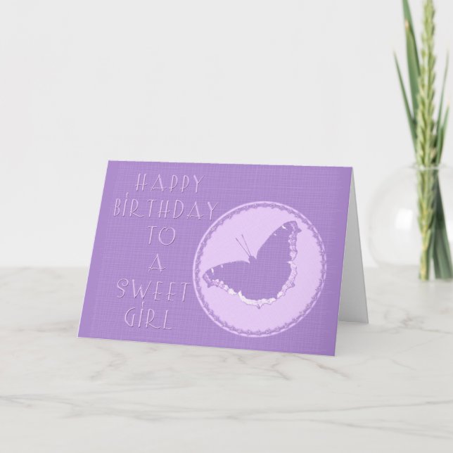 Cartão da menina do aniversário - casaco de (Frente)