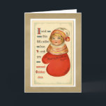 Cartão da menina do mitene do natal vintage<br><div class="desc">Cartão da menina do mitene do natal vintage</div>