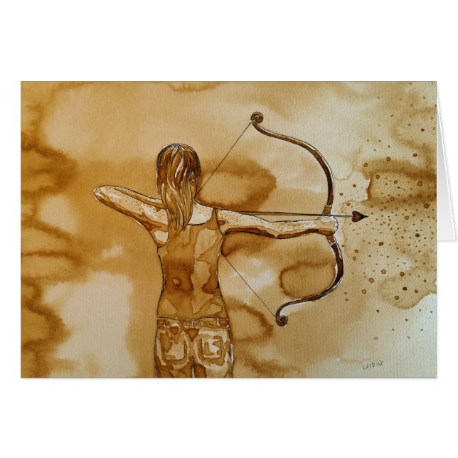 cartão da menina do tiro ao arco (Frente Horizontal)