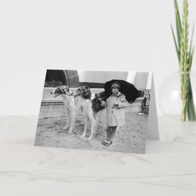 Cartão da menina e do Borzoi (Frente)