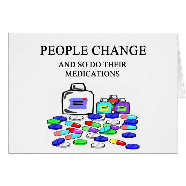 Cartão da mudança pessoas da piada das medicamentações (Frente Horizontal)