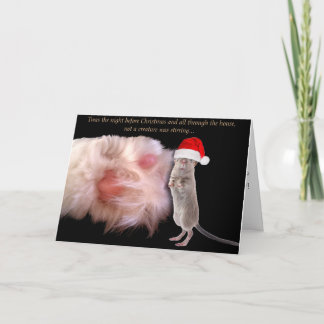 Cartão da pata do rato e do gato do Natal