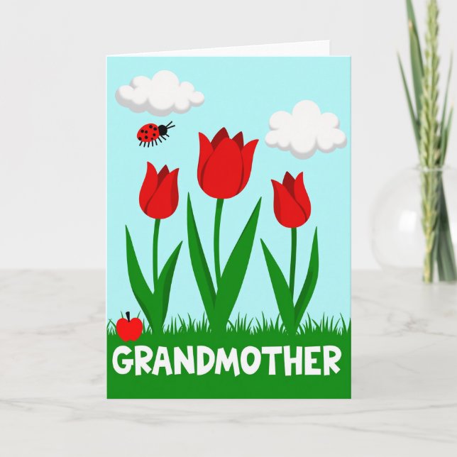 Cartão da Primavera da Avó Tulipa (Frente)