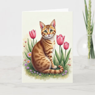 Cartão da Primavera do Gato Gengibre