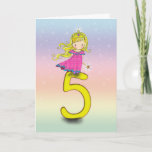 Cartão da princesa aniversário da criança de 5<br><div class="desc">Ahhhh….está girando 5!  Uma idade e talvez mesmo um jardim de infância bonitos em um futuro próximo!  Tenha o divertimento,  eles crescem acima rapidamente!</div>