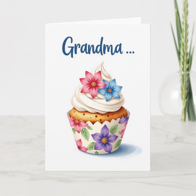 Cartão da Querida Vovozinha Cupcake (Frente)