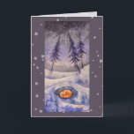 Cartão da raposa do sono<br><div class="desc">Aguarela pintada por mim motriz do inverno com raposa do sono.</div>