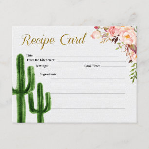 Cartão da receita do chá de panela do amor do