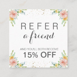 Cartão da referência com flores e ouro da aguarela