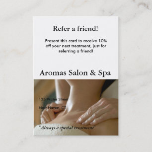 Cartão da referência com mãos da massagem