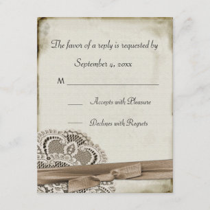 Cartão da resposta do laço do vintage de Melinda