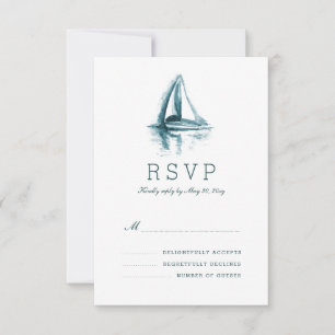 Cartão da resposta RSVP do casamento do barco de